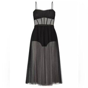 NWT BCBG MAXAZRIA SHEER CORSET MIDI DRESS SIZE 6